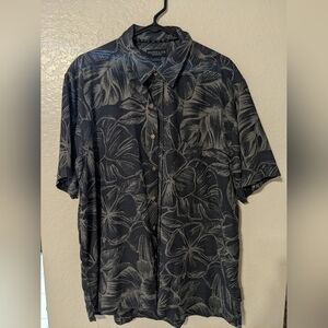 Honolulu Surf Co. Large Blue Hawaiian Collared Polo Button Down Tropical Shirt